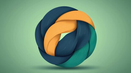 Poster - abstract intertwined colorful ribbons forming a knot