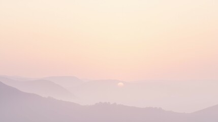 Wall Mural - Soft Pastel Sunset Over Gentle Hills in Serene Atmospheric Setting