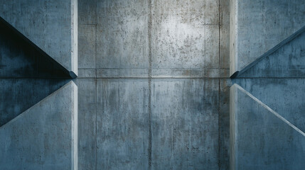 Poster - Concrete architecture with geometric patterns and textures in a modern setting illuminated by soft light