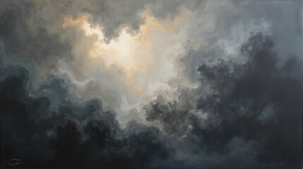 Wall Mural - Dramatic Cloudy Sky with Rays of Light Illuminating the Scene