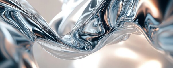 Poster - Abstract metallic liquid waves with reflective surface and fluid motion