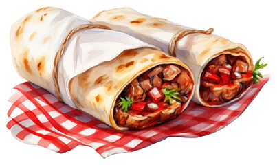 Poster - PNG Burrito bread food breakfast.