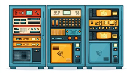 Poster - Retro Style Computer System Rack Servers