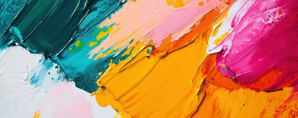 Poster - Vibrant abstract oil painting with bold brushstrokes and rich colors