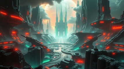 Aufkleber - Abstract science fiction concept art: the ravine of death