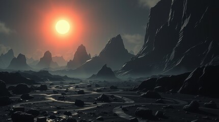 Wall Mural - dark clouds on an alien planet