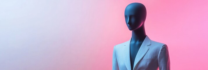 Leinwandbilder - Stylish mannequin showcasing modern outfit against pastel background with clean lighting and ample space for text. Generative AI