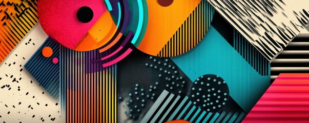 Poster - Vibrant geometric abstract art with colorful shapes and patterns