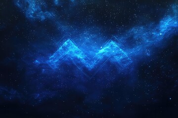 Wall Mural - Aquarius Zodiac Sign. Vibrant Night Sky with Abstract Blue Art and Celestial Elements
