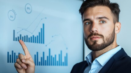 Poster - Professional Man Presenting Data Analysis on Digital Screen