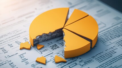 Poster - Yellow Pie Chart Segment on Financial Report Sheet Background