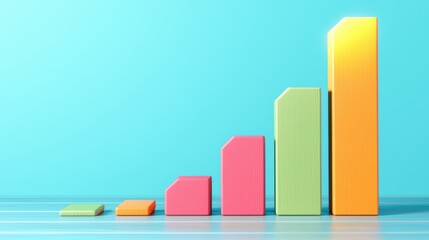 Poster - Colorful Bar Graph Representing Growth on a Blue Background