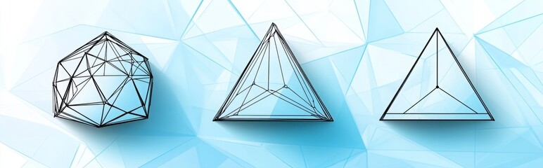Poster - three different shapes are shown on a blue background. simple black vector diamond icons on a white 