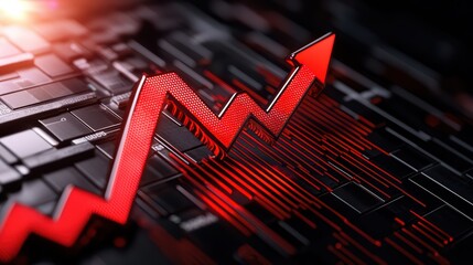 Poster - Red Arrow Chart Graphic Showing Upward Trend in Business Growth