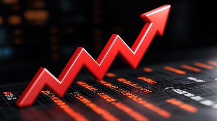 Poster - Red arrow chart indicating financial growth and market success