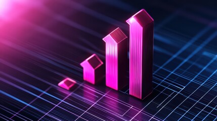Poster - abstract graphical representation of growth with neon elements