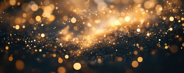 Poster - Abstract glittering gold and silver light bokeh with depth and texture