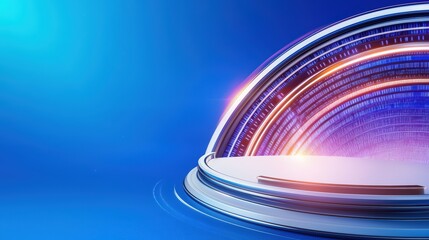 Poster - Modern Circular Stage with Colorful Lights and Gradient Background