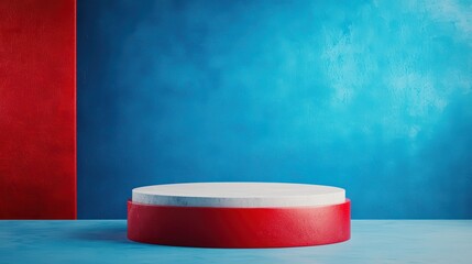 Poster - Modern Studio Background with Colorful Red and Blue Design Features
