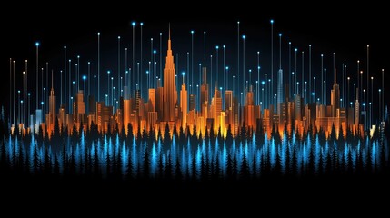 Poster - Illuminated Cityscape Above a Forest of Pines
