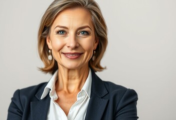 Wall Mural - Photorealistic portrait of a middle-aged female teacher