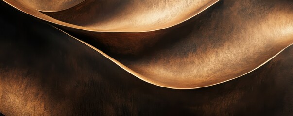 Poster - Abstract bronze curves with textured surfaces in artistic flowing design