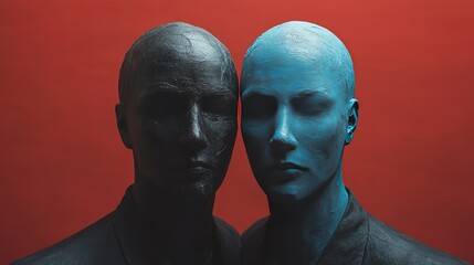 Wall Mural - Two mannequins with blue