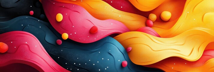 Sticker - Vibrant Abstract Waves of Colorful Paint Fluidity with Dynamic Red, Yellow, and Blue Hues Interwoven in a Surreal Artistic Composition Featuring 3D Effects