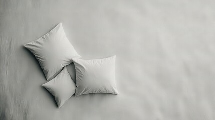 Wall Mural -   A pair of pillows perched atop a bed, adjacent to a side-lying pillow inside a pillowcase