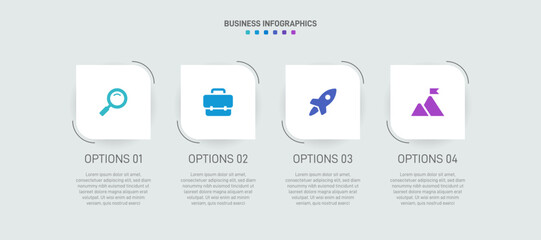 Wall Mural - Horizontal progress bar featuring 4 arrow-shaped elements, symbolizing the four stages of business strategy and progression. Clean timeline infographic design template. Vector for presentation