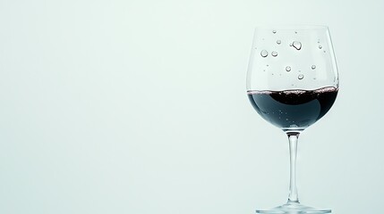 Wall Mural -   A magnified image of a wine glass holding liquid and featuring water droplets at its base