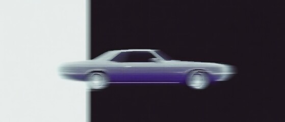 Poster - A vintage car speeds by, creating a sense of movement against a stark background