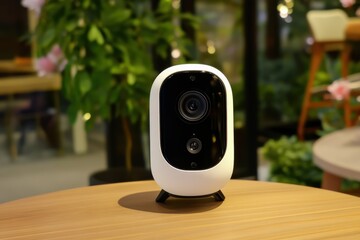 Poster - Video camera with motion detection on display in a modern indoor setting showcasing design features