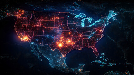 Poster - Create an imaginative neuro-map showcasing the connectivity of the United States