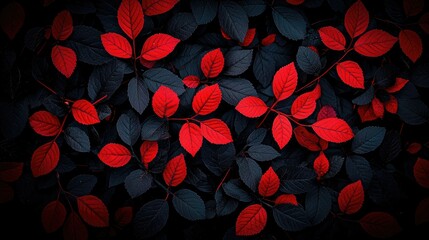 Poster - Red and dark leaves contrast beautifully in nature