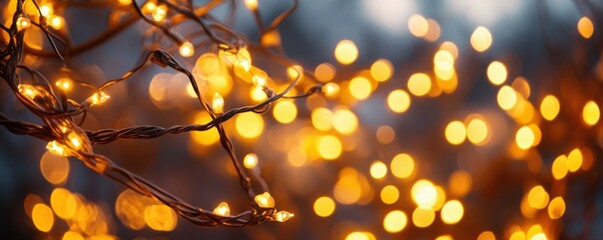 Poster - Warm glowing string lights in a festive bokeh effect