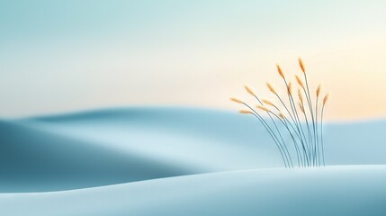 Wall Mural -   Blurry photo of desert grass with blue sky background