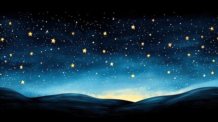 Wall Mural - a stunning painting depicts a starry night sky over a mountainous landscape in the foreground, featu