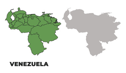  Venezuela political regions green outline map set