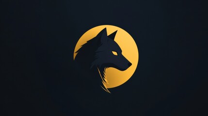 Leinwandbilder - Minimalist wolf silhouette against a full moon with space for text and design elements. Generative AI