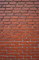 Leinwandbilder - Texture of weathered red brick wall. Old brickwork with obsolete masonry structure as surface. Rough blocks of stone material. Urban background with cement, paint. Abstract pattern wallpaper. Built