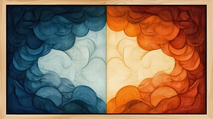 Poster - Abstract Artwork Depicting Contrasting Warm And Cool Colors