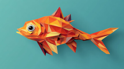 Poster - Hologram fish. Fish from polygons, triangles of points and lines. Fish is a low-poly compound structure. The technology concept.