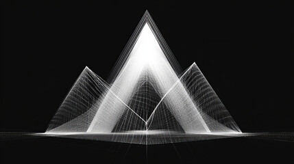 Poster - hologram milestone. milestone made of polygons, triangles, dots, and lines. low-poly milestone struc