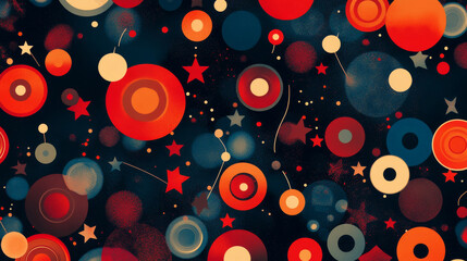 Poster - A seamless background of circular patterns. Seamless patterns from shapes color. A star-shaped pattern. Pattern in red colours.