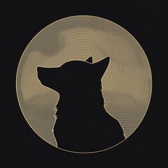 Leinwandbilder - Silhouette of a wolf against a full moon background with space for text and minimalist design. Generative AI