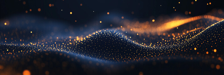 Wall Mural - abstract background with dark blue and gold particle. christmas golden light shine particles bokeh o