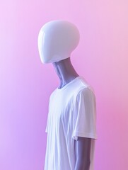 Leinwandbilder - Stylish mannequin showcases modern outfit against pastel background in clean lighting with space for text. Generative AI