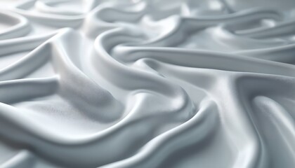 Aufkleber - Shiny silver white fabric with a smooth satin texture. Silky material has wavy curves, rippled pattern and soft drapery. Elegant cloth abstract background for clothes design, decor, art.