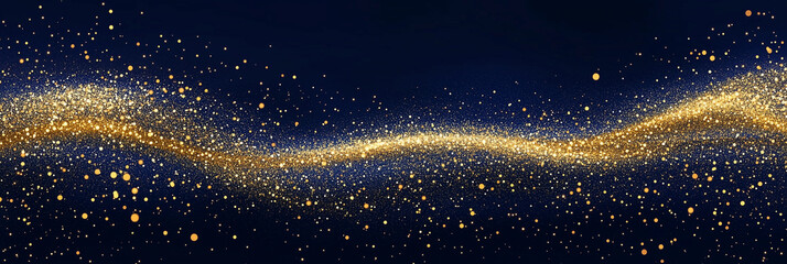 Wall Mural - abstract background with dark blue and gold particle. christmas golden light shine particles bokeh o
